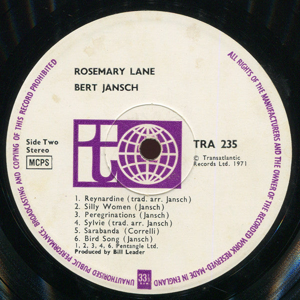 Bert Jansch : Rosemary Lane (LP, Album)