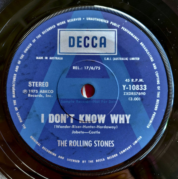 The Rolling Stones : I Don't Know Why / Try A Little Harder (7", Single, Promo)