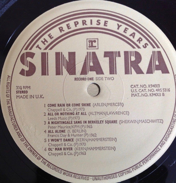 Frank Sinatra : Sinatra The Reprise Years (4xLP, Album, Comp + Box)
