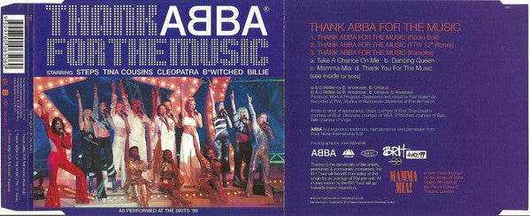 Steps, Tina Cousins, Cleopatra, B*Witched, Billie Piper : Thank ABBA For The Music (CD, Single)