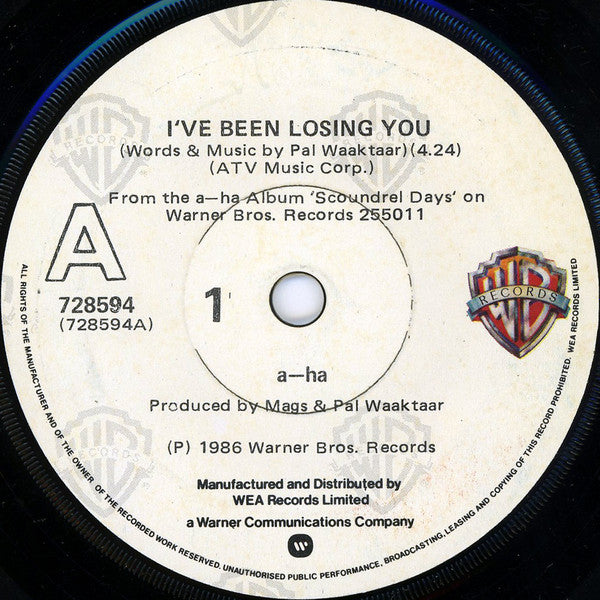 a-ha : I've Been Losing You (7", Single)