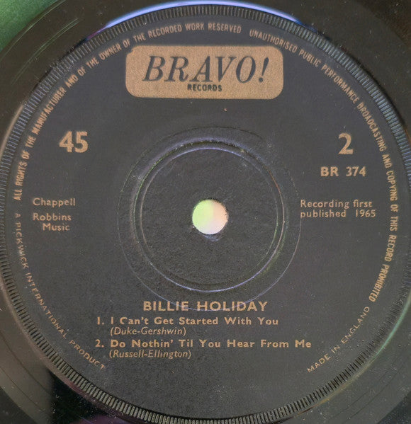 Billie Holiday : Billie Holiday (7", EP, Sol)