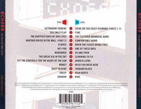 Pink Floyd : Echoes (The Best Of Pink Floyd) (2xCD, Comp, Mixed, RM)