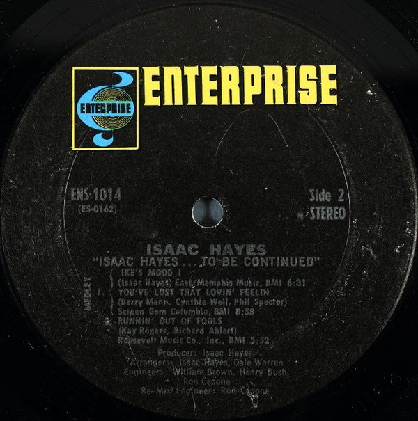 Isaac Hayes : ...To Be Continued (LP, Album, Pit)