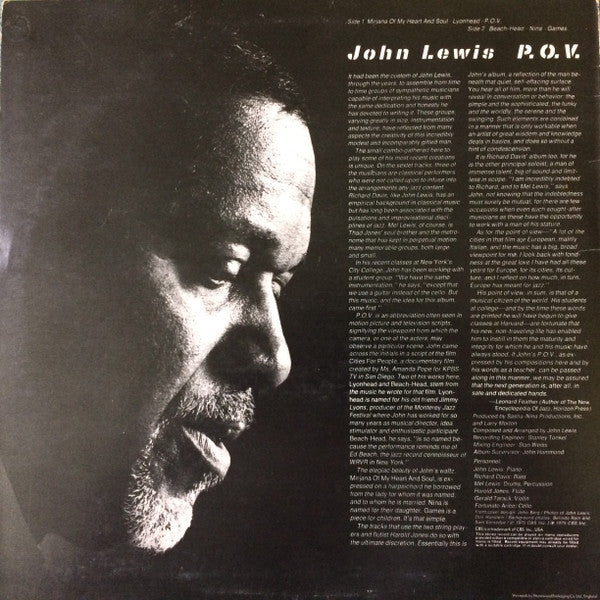 John Lewis (2) : P.O.V. (LP, Album)