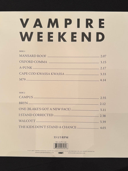 Vampire Weekend : Vampire Weekend (LP, Album, RE, RP)