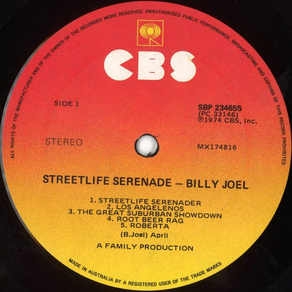 Billy Joel : Streetlife Serenade (LP, Album)