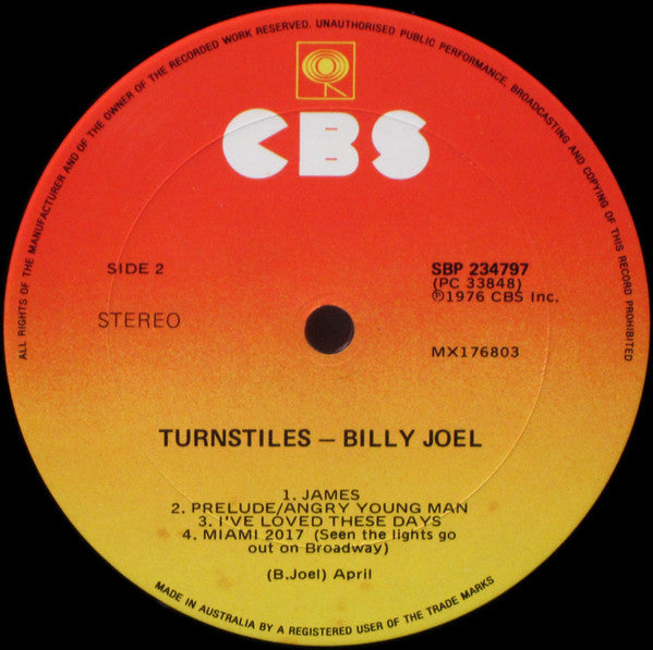 Billy Joel : Turnstiles (LP, Album)