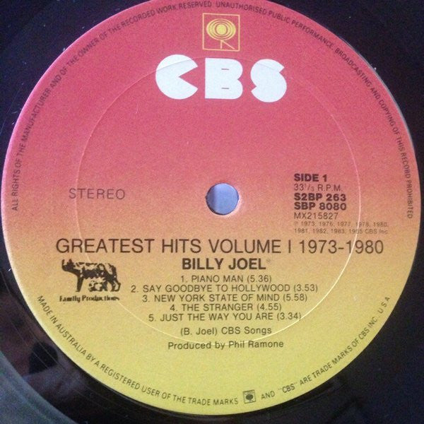 Billy Joel : Greatest Hits Volume I & Volume II (2xLP, Comp, Gat)