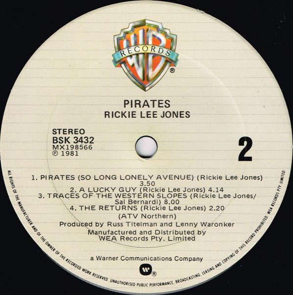 Rickie Lee Jones : Pirates (LP, Album)