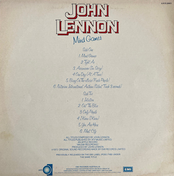 John Lennon : Mind Games (LP, Album, RE)