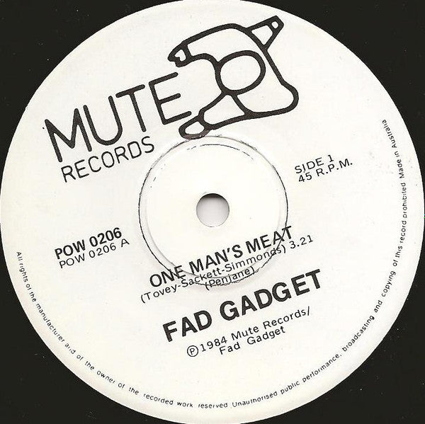 Fad Gadget : One Man's Meat (7", Single)