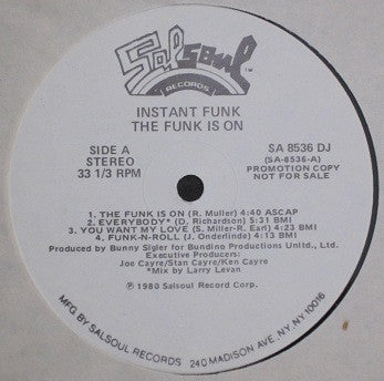 Instant Funk : The Funk Is On (LP, Album, Promo)