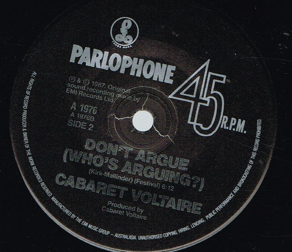 Cabaret Voltaire : Don't Argue (7", Single)