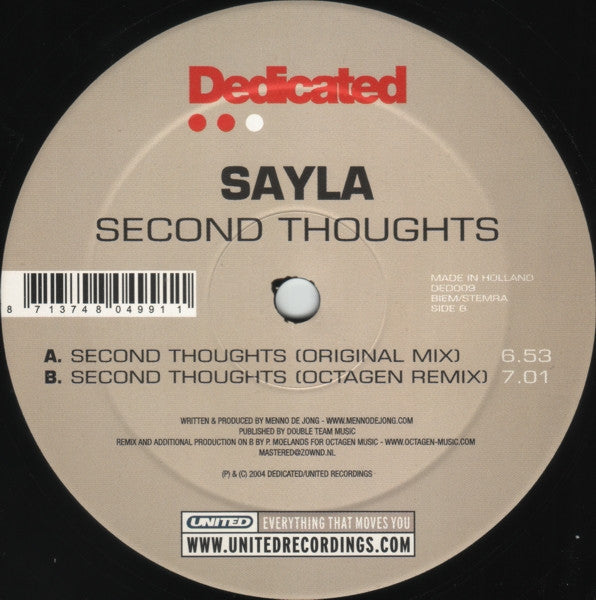 Sayla : Second Thoughts (12")