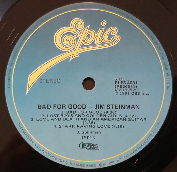 Jim Steinman : Bad For Good (LP, Album + 7", EP)