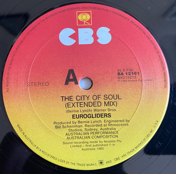 Eurogliders : The City Of Soul (12", Single)