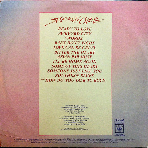 Sharon O'Neill : Words (LP, Album)