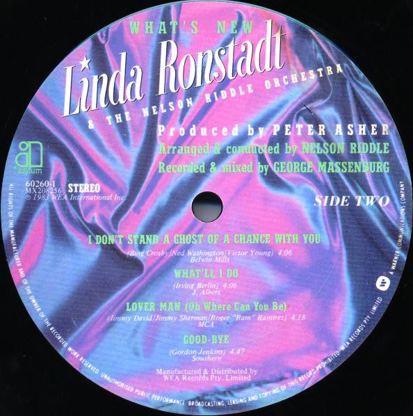 Linda Ronstadt & Nelson Riddle And His Orchestra : What's New (LP, Album)