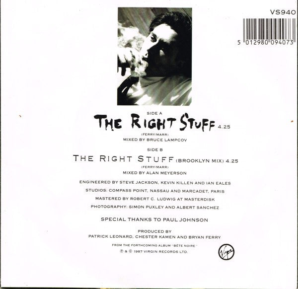 Bryan Ferry : The Right Stuff (7", Single)