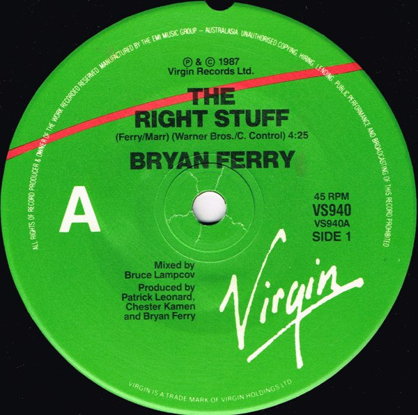 Bryan Ferry : The Right Stuff (7", Single)