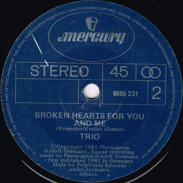 Trio : Da Da Da I Don't Love You You Don't Love Me Aha Aha Aha (7", Single)