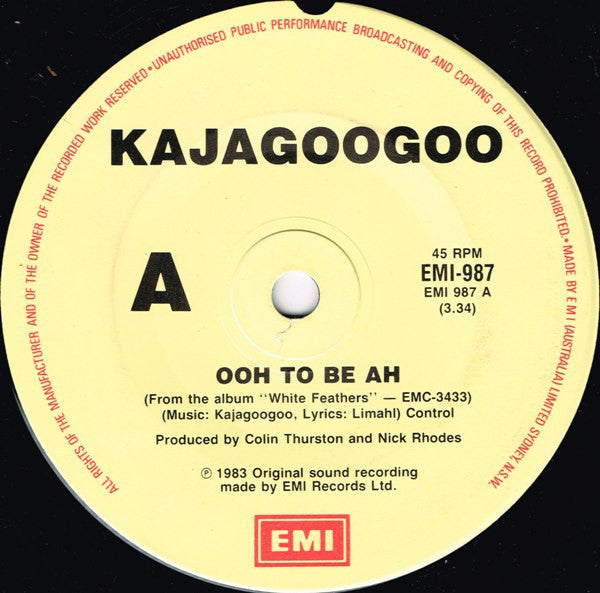 Kajagoogoo : Ooh To Be Ah (7", Single)
