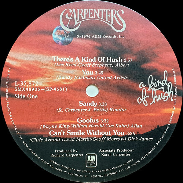 Carpenters : A Kind Of Hush (LP, Album)