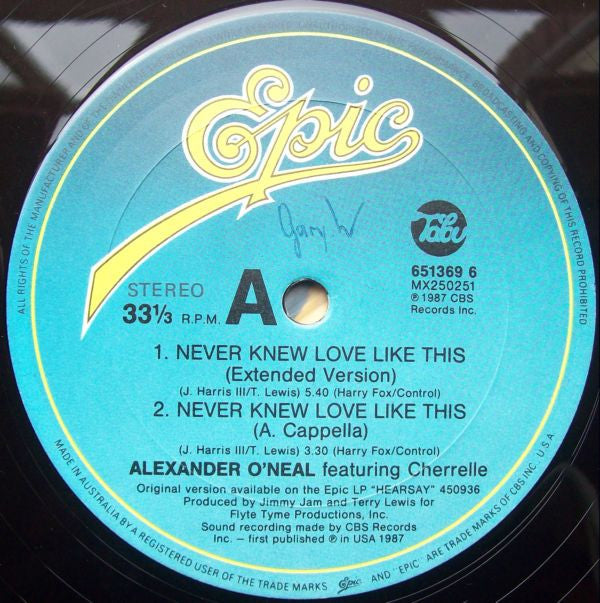 Alexander O'Neal Featuring Cherrelle : Never Knew Love Like This (12")