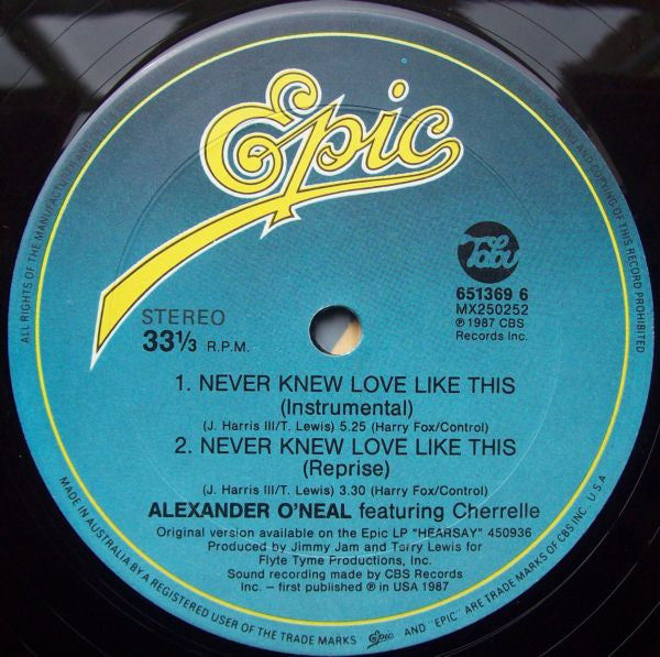 Alexander O'Neal Featuring Cherrelle : Never Knew Love Like This (12")