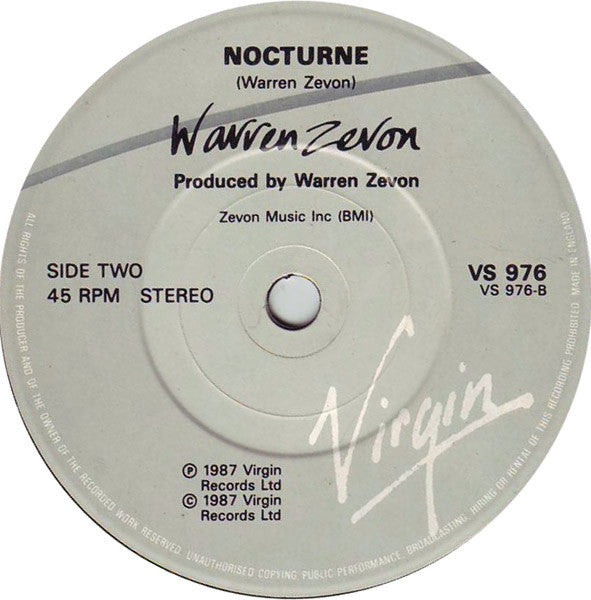 Warren Zevon : Leave My Monkey Alone (7")