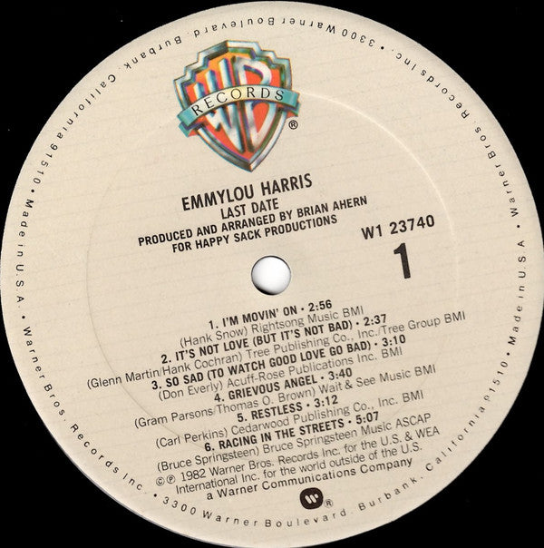 Emmylou Harris : Last Date (LP, Album, Club, Car)