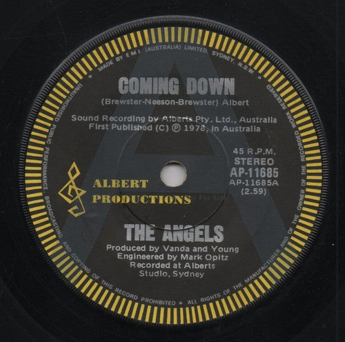 The Angels : Coming Down (7", Single, Promo)