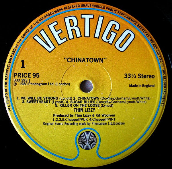 Thin Lizzy : Chinatown (LP, Album, RE)