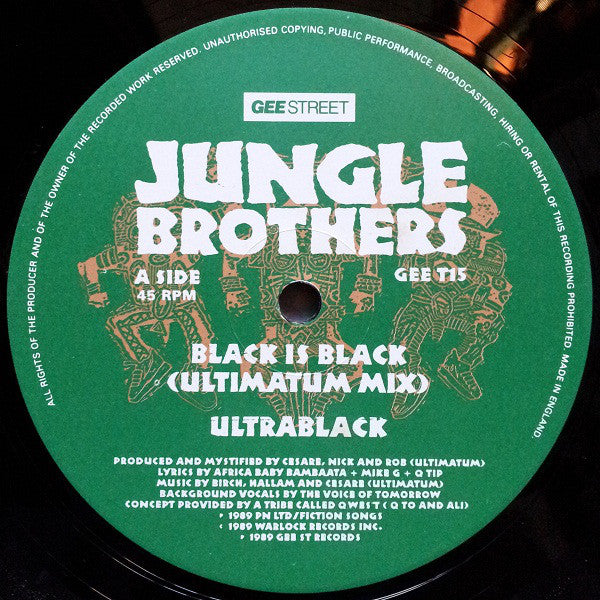 Jungle Brothers : Black Is Black / Straight Out The Jungle (Remixed By DJ Soul Shock) + In Time (12", Single)