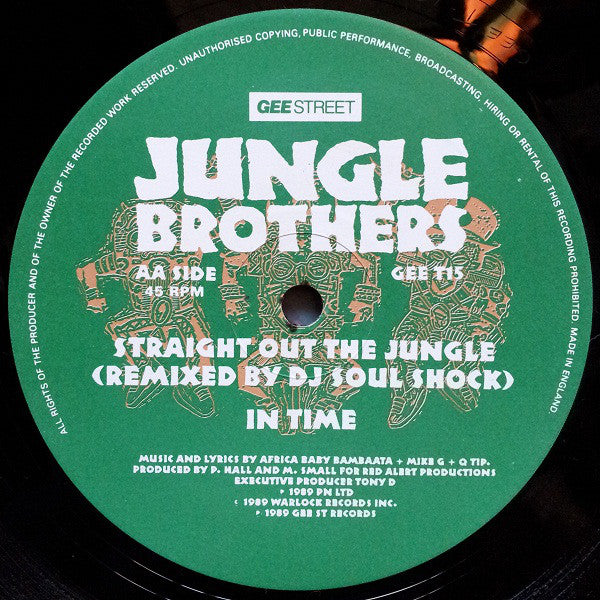 Jungle Brothers : Black Is Black / Straight Out The Jungle (Remixed By DJ Soul Shock) + In Time (12", Single)