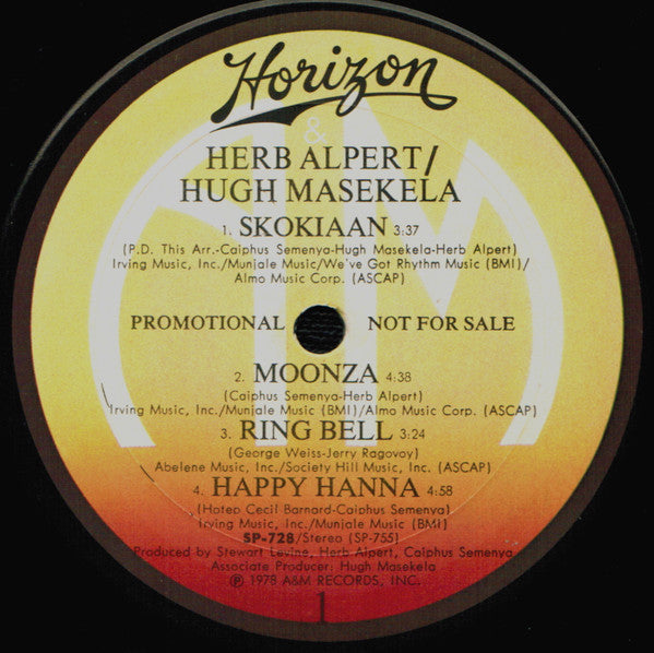 Herb Alpert • Hugh Masekela : Herb Alpert • Hugh Masekela (LP, Album, Promo, Ter)