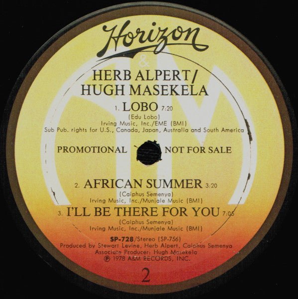 Herb Alpert • Hugh Masekela : Herb Alpert • Hugh Masekela (LP, Album, Promo, Ter)