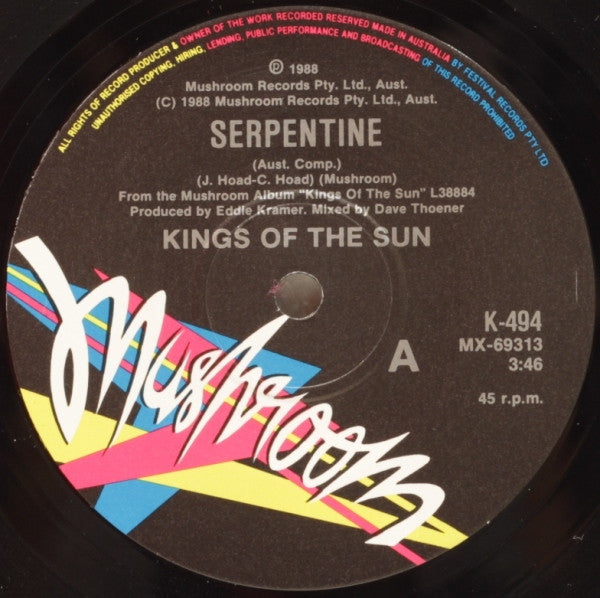 Kings Of The Sun : Serpentine (7", Single, Ltd)