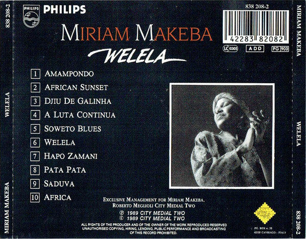 Miriam Makeba : Welela (CD, Album)