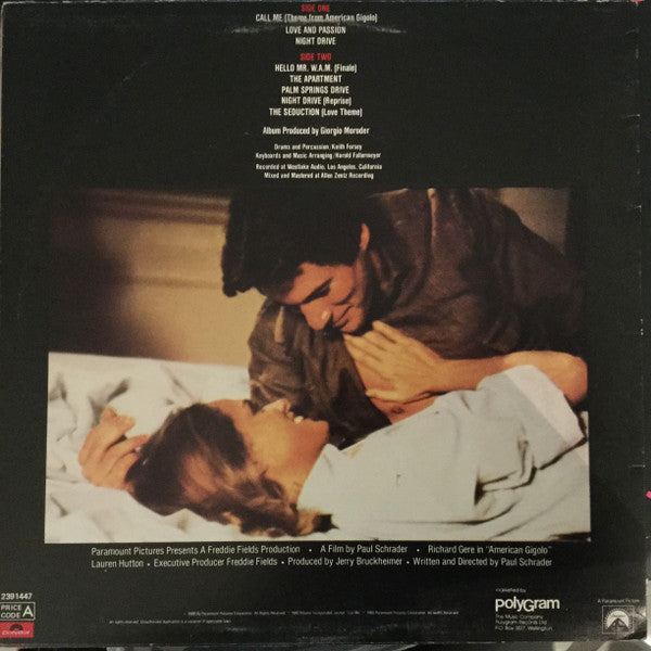 Giorgio Moroder : American Gigolo (Original Soundtrack Recording) (LP, Album)