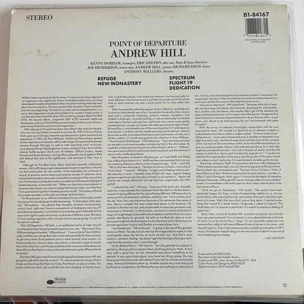 Andrew Hill : Point Of Departure (LP, Album, RE)