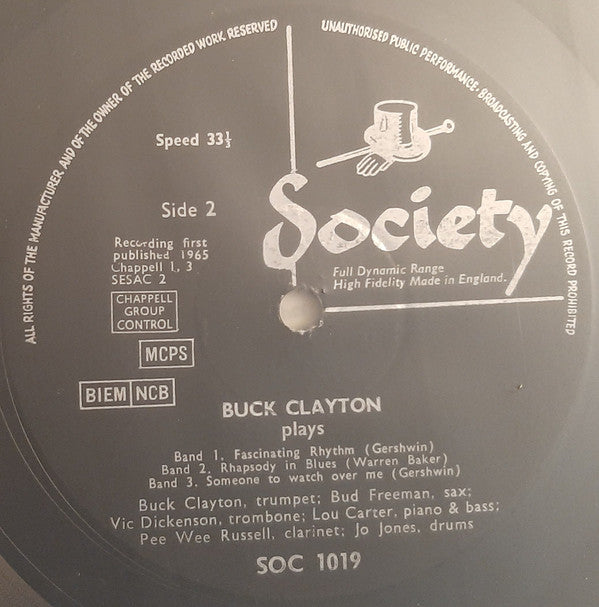 Buck Clayton : Buck Clayton Plays (LP, Album, Mono)