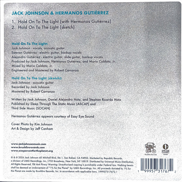 Jack Johnson & Hermanos Gutiérrez (2) : Hold On The Light (7", RSD, Single, Ltd, Tea)