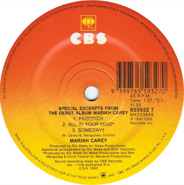 Mariah Carey : Vision Of Love (7", Single)