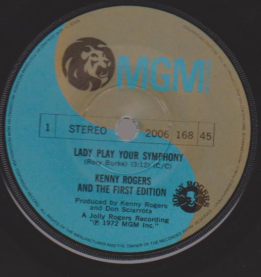 Kenny Rogers & The First Edition : Lady, Play Your Symphony  (7", Single)