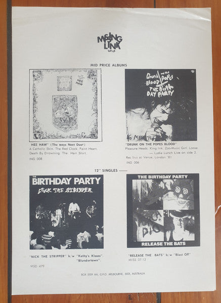 The Birthday Party : It's Still Living (LP, Album)