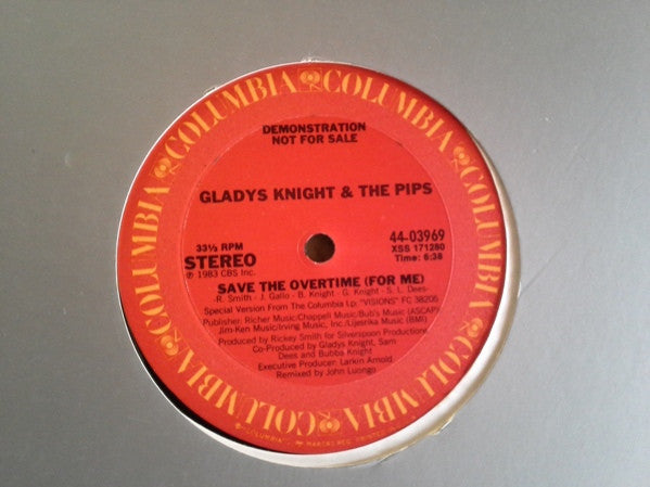 Gladys Knight And The Pips : Save The Overtime (For Me) (12", Promo)