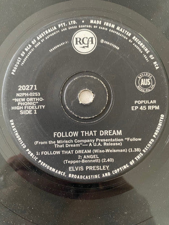 Elvis Presley : Follow That Dream (7", EP, Sol)