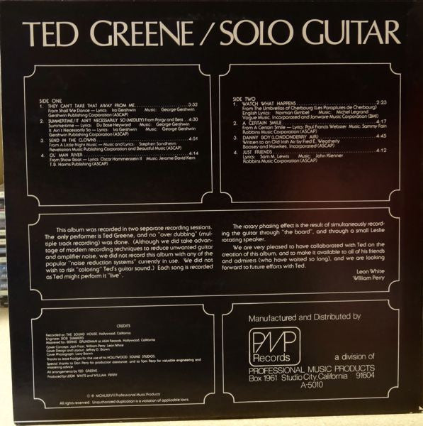 Ted Green : Solo Guitar (LP, Album)